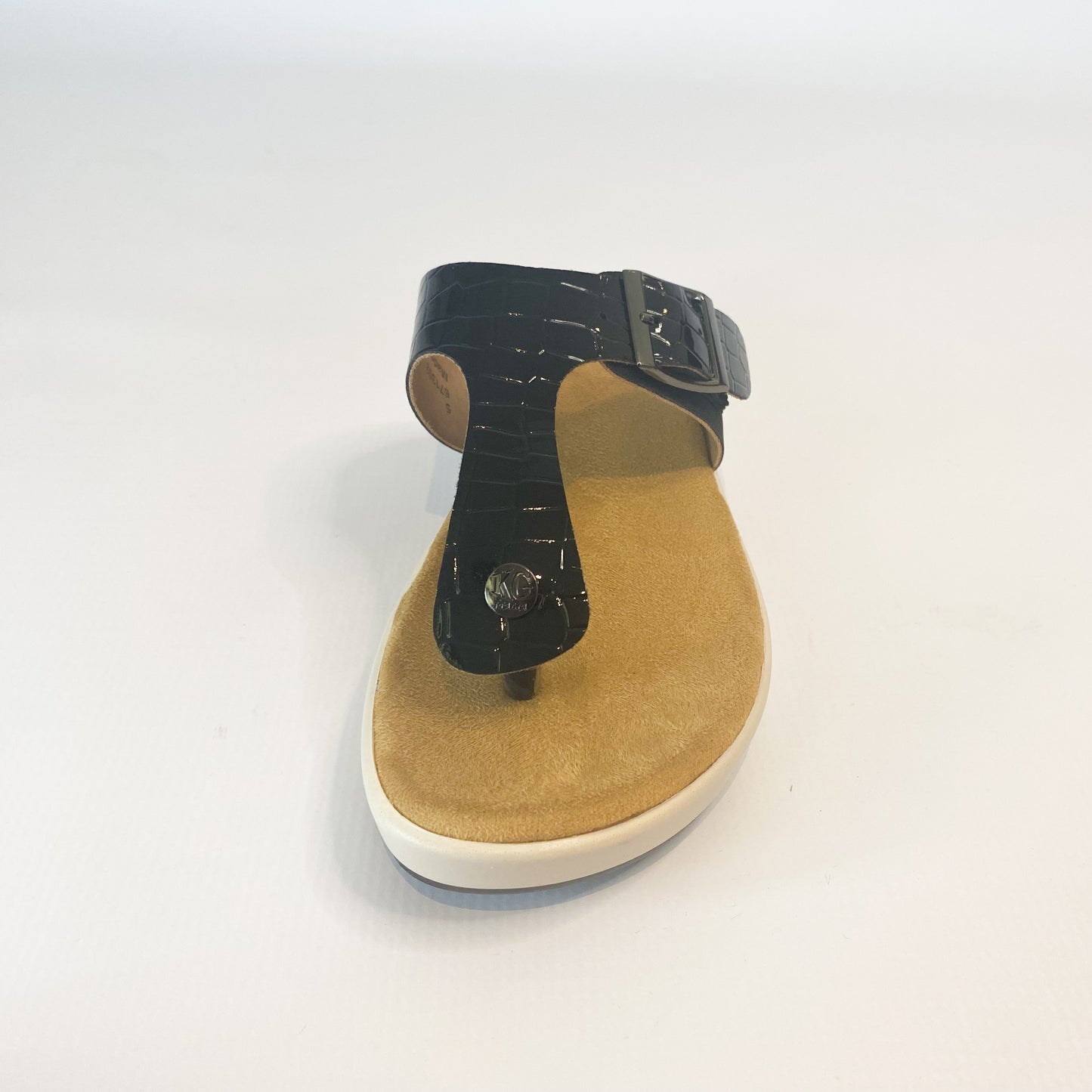 KG black buckle thong sandal