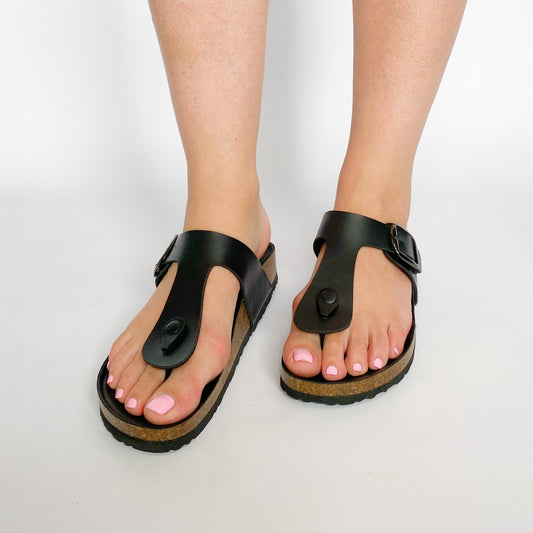 Queue black toe thong sandal