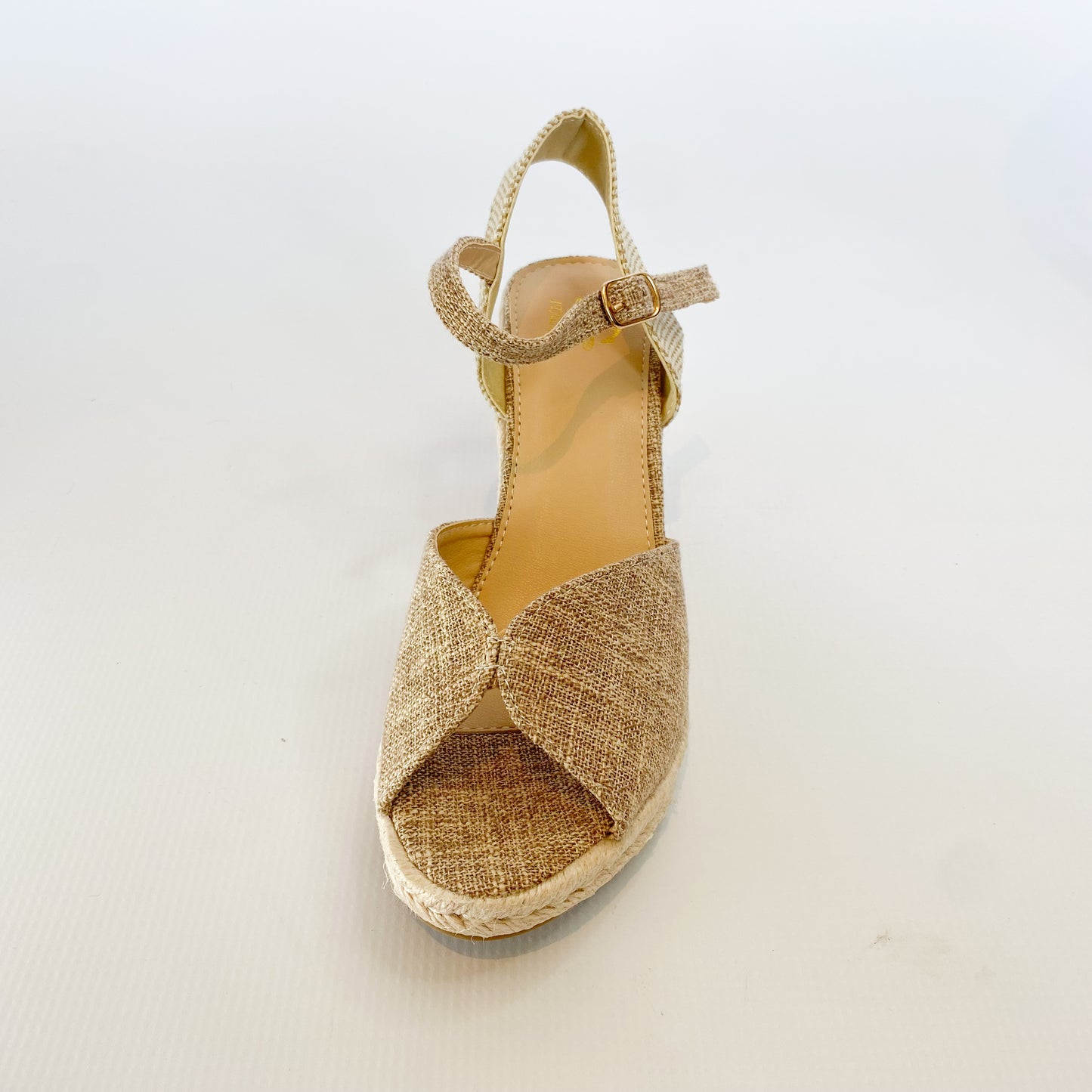 KG natural canvas ankle strap wedge