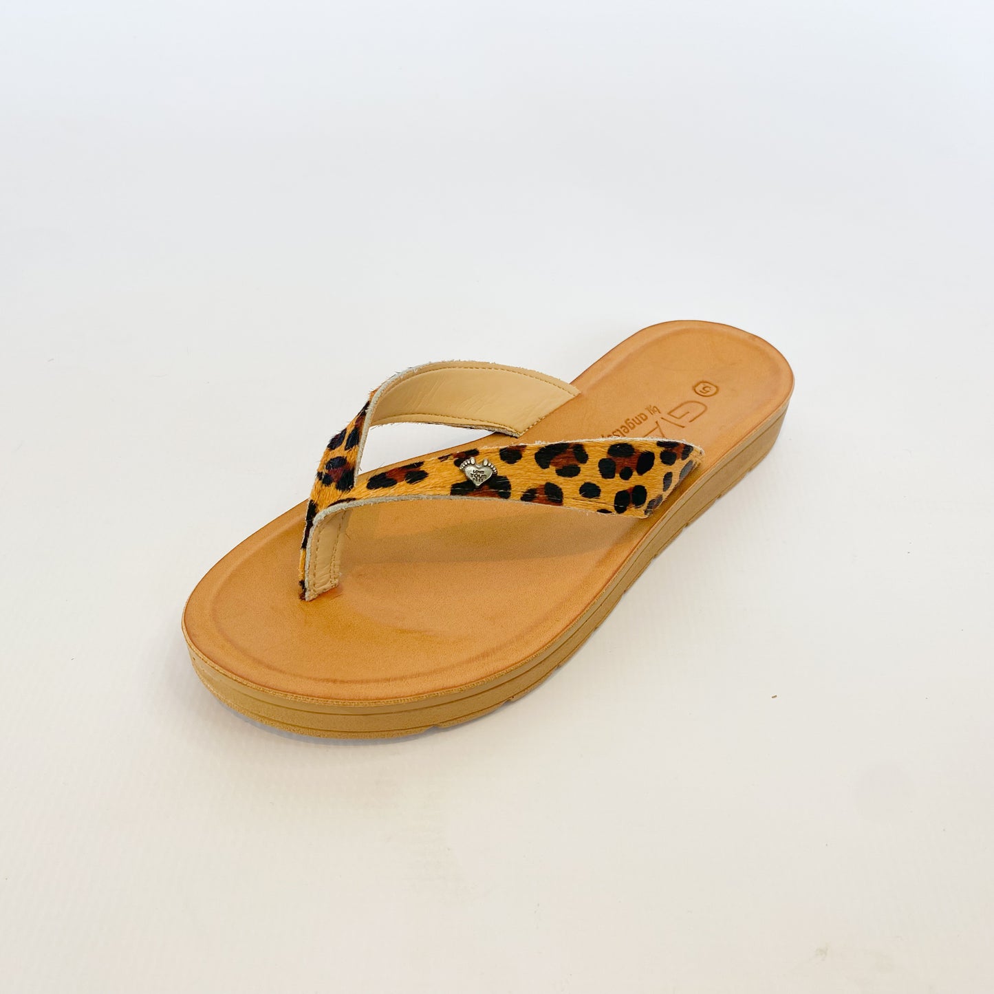 Gia leather cheetah thong sandal