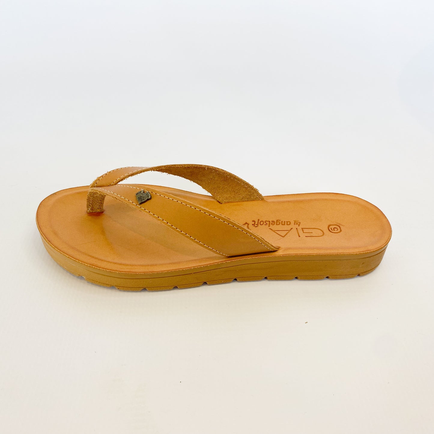 Gia leather tan thong sandal