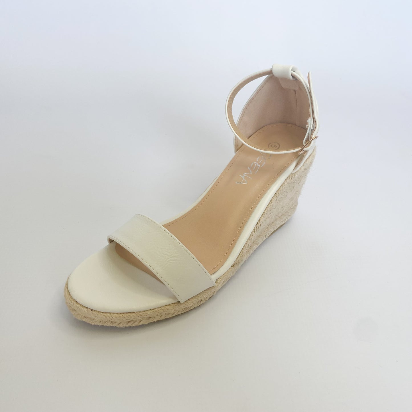 Geena white over the toe espadrille wedge