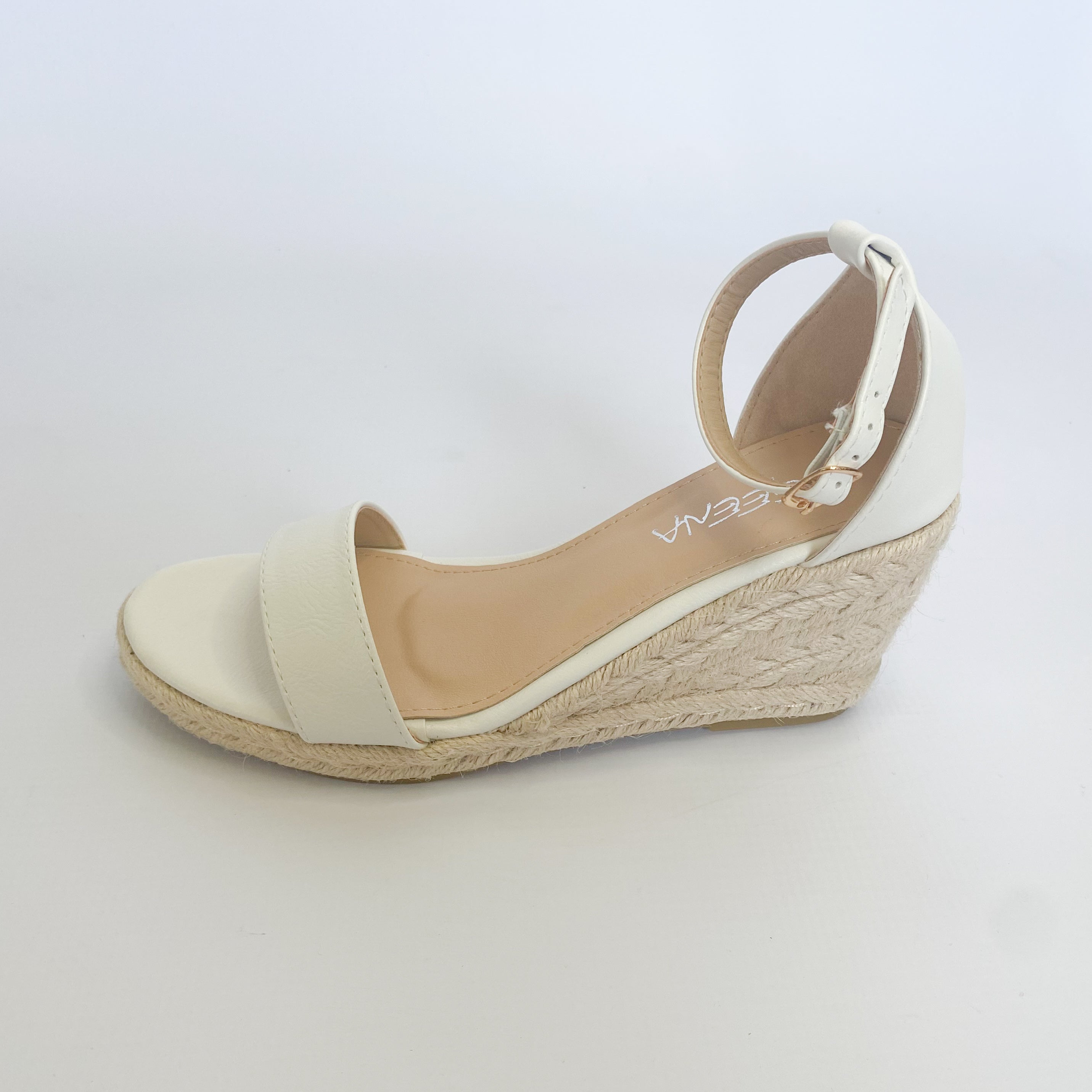 White wedges closed on sale toe