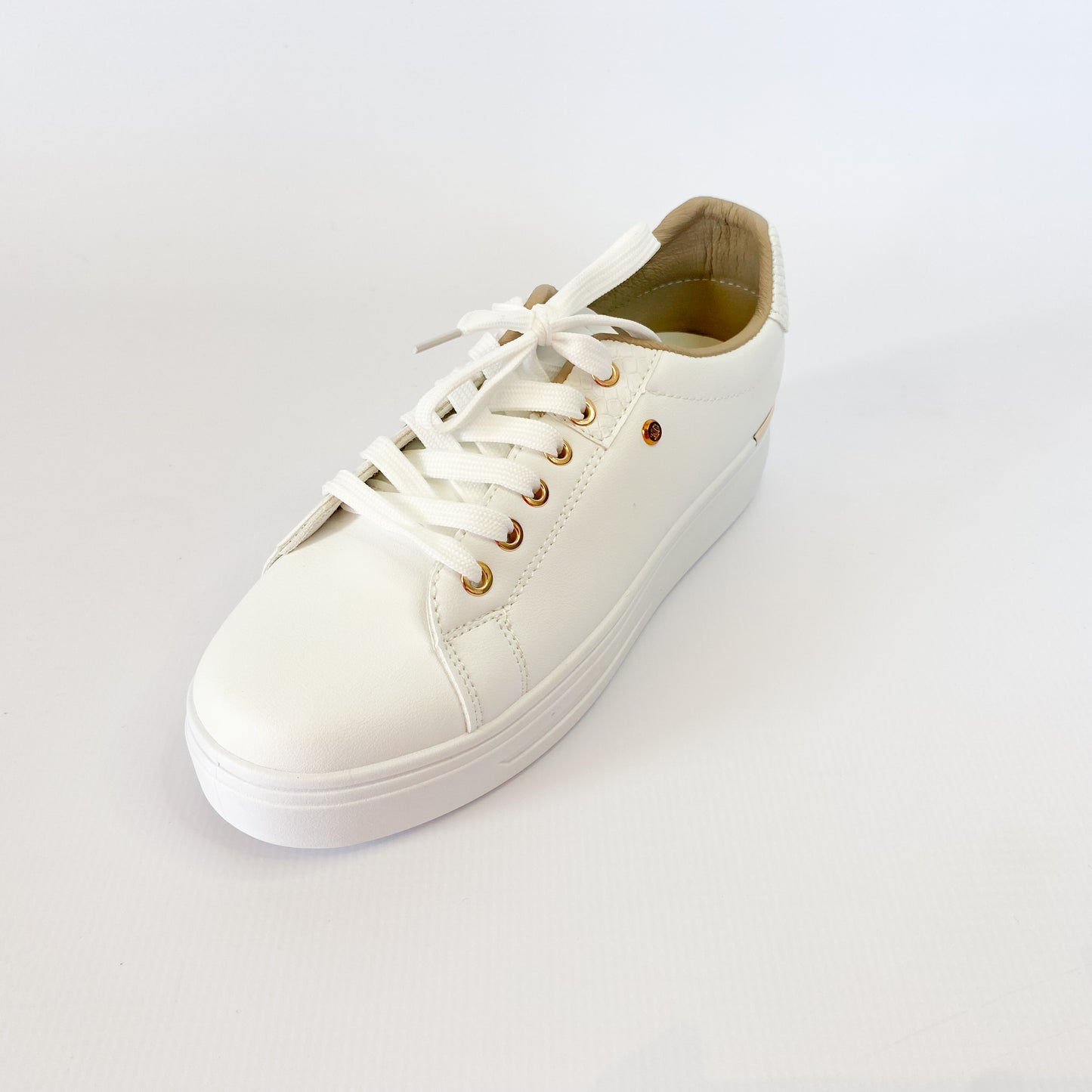 KG white with gold eyelet sneaker