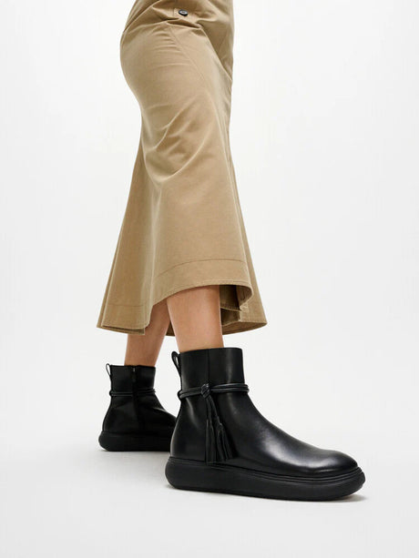 Fitflop iQ-COMFF Tassel Leather Short Boots - Black