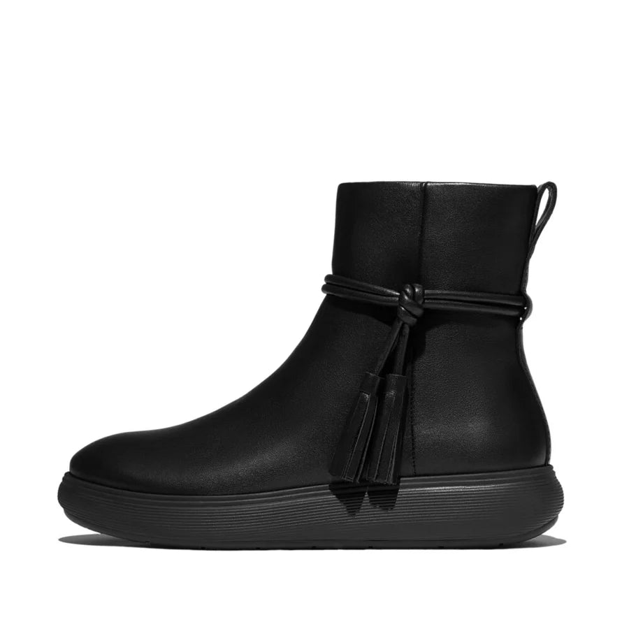 Fitflop iQ-COMFF Tassel Leather Short Boots - Black