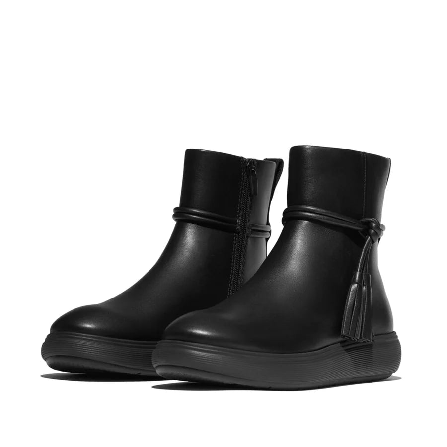 Fitflop iQ-COMFF Tassel Leather Short Boots - Black