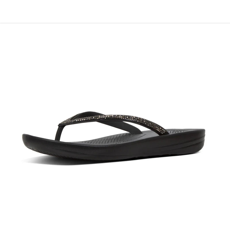 Fitflop Iqushion Sparkle Ergonomic Flip-flops - Black