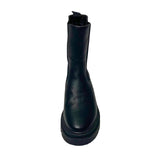 Jumbo 3/4 Black Chelsea Boot – premium synthetic leather upper in deep black. Features a chunky lug sole for added height and durability, with a rounded toe for a classic look. Elastic side panels allow for an easy slip-on fit, making it perfect for casual wear, rugged street style, and all-season versatility. 4