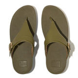 Fitflop Camo Green Lulu Adjustable Leather Toepost Sandal – detail shot