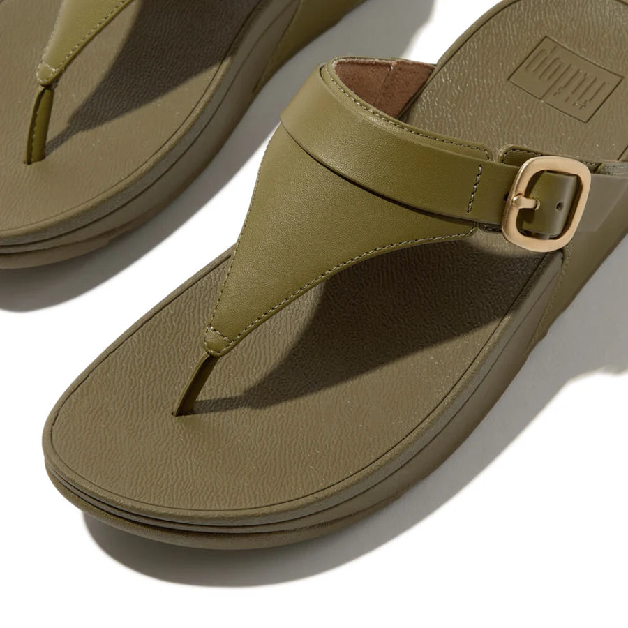 Fitflop camo green LULU ADJUSTABLE LEATHER TOEPOST sandal
