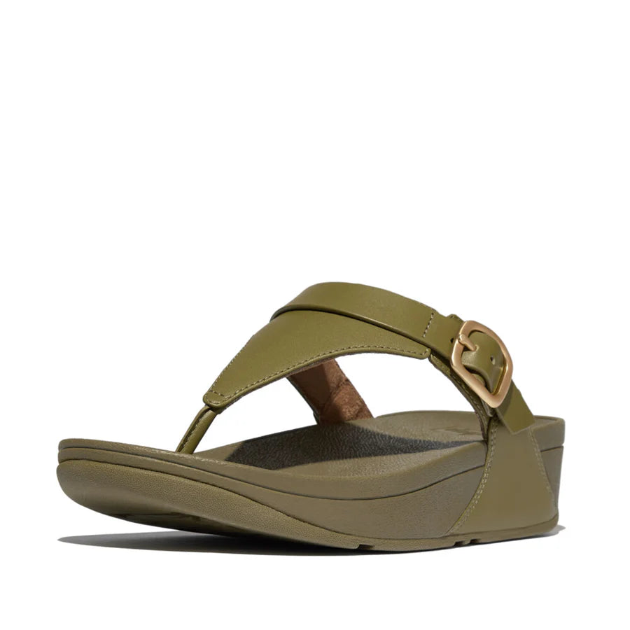 Fitflop camo green LULU ADJUSTABLE LEATHER TOEPOST sandal
