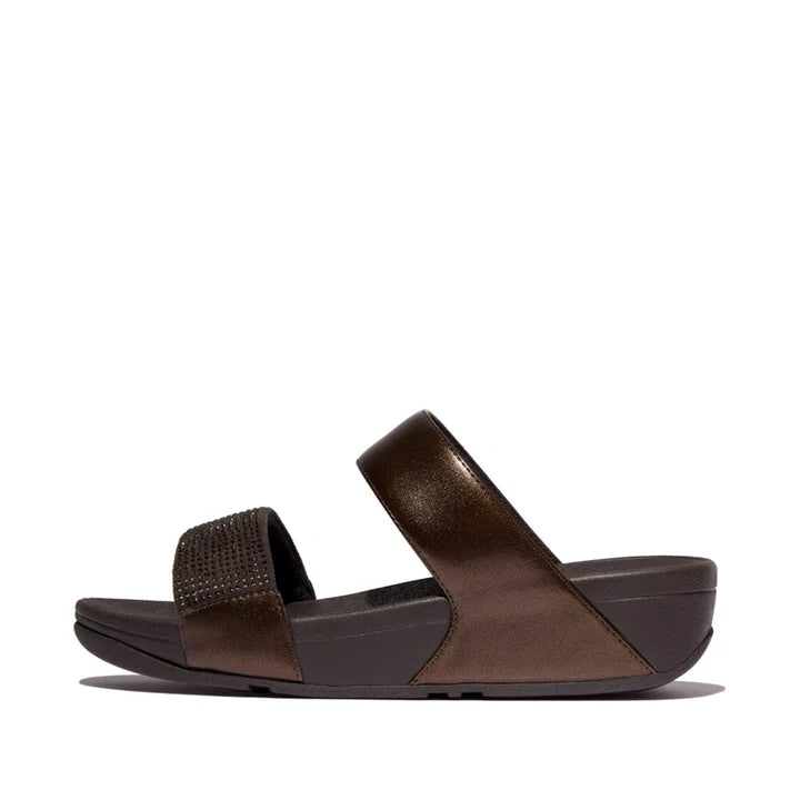 Fitflop LULU Crystal Slide Sandal - Chocolate Brown