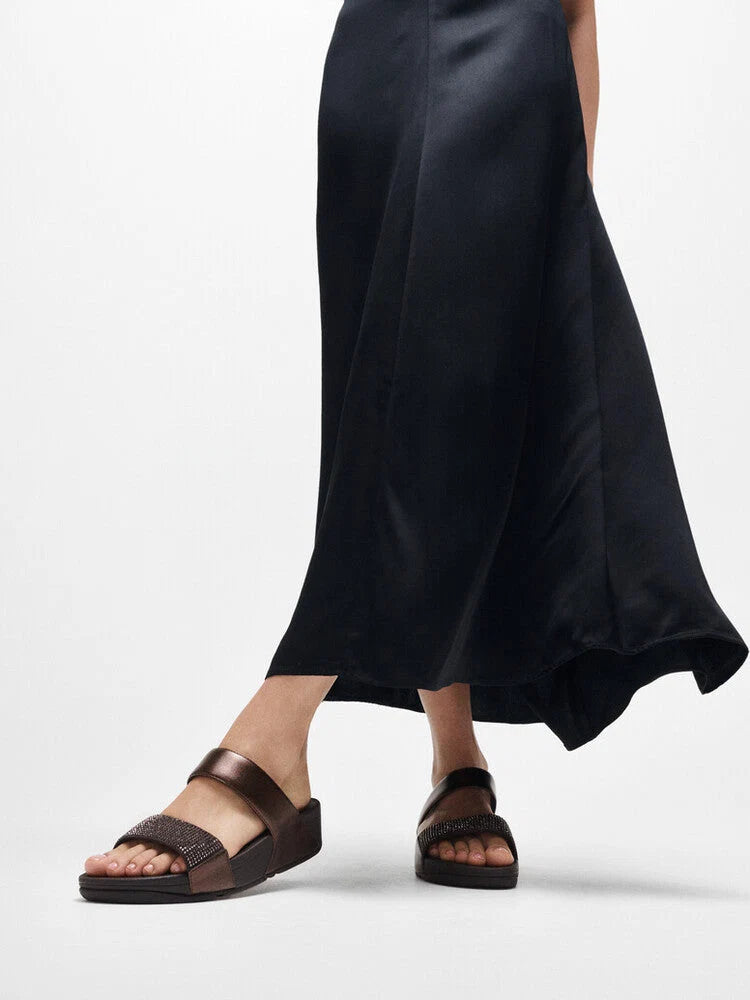 Fitflop LULU Crystal Slide Sandal - Chocolate Brown