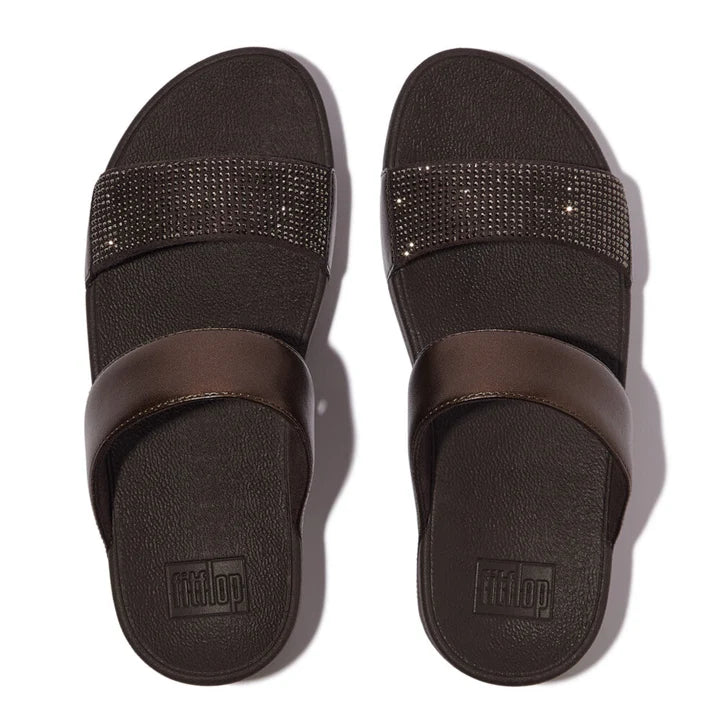 Fitflop LULU Crystal Slide Sandal - Chocolate Brown