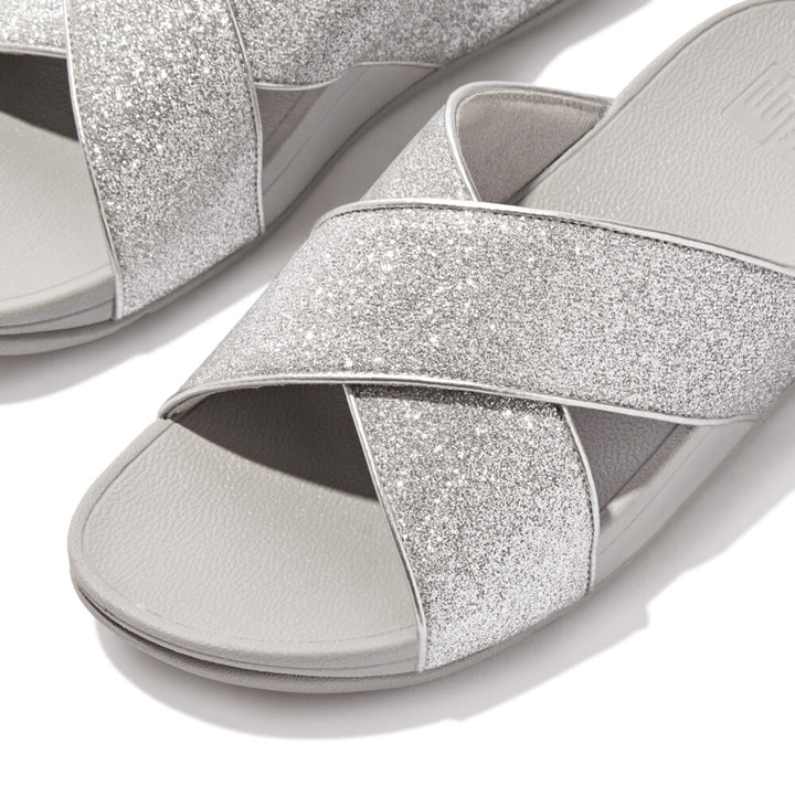 Fitflop Lulu Glitterdust Cross Slides - Silver