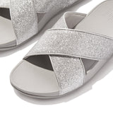Fitflop Lulu Glitterdust Cross Slides - Silver