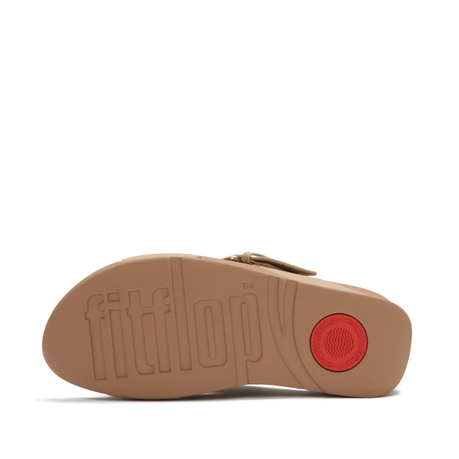 Fitflop Lulu Resin-Buckle Leather Cross Slides - Cappuccino