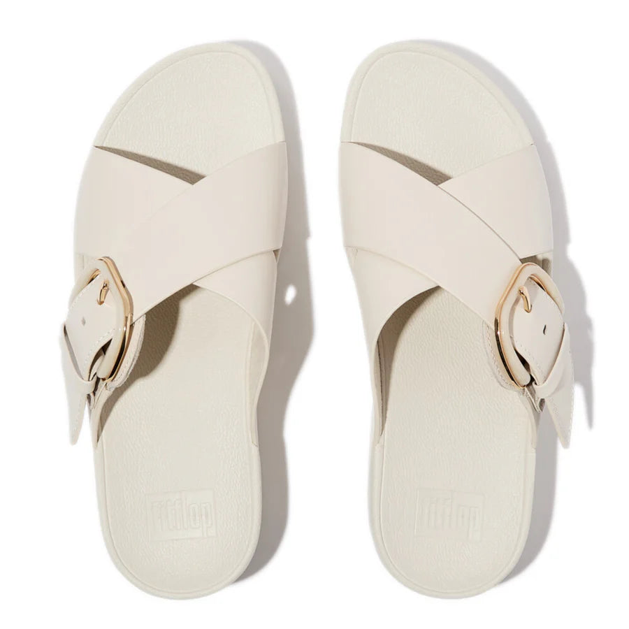 Fitflop beige LULU R-BUCKLE LEATHER slides