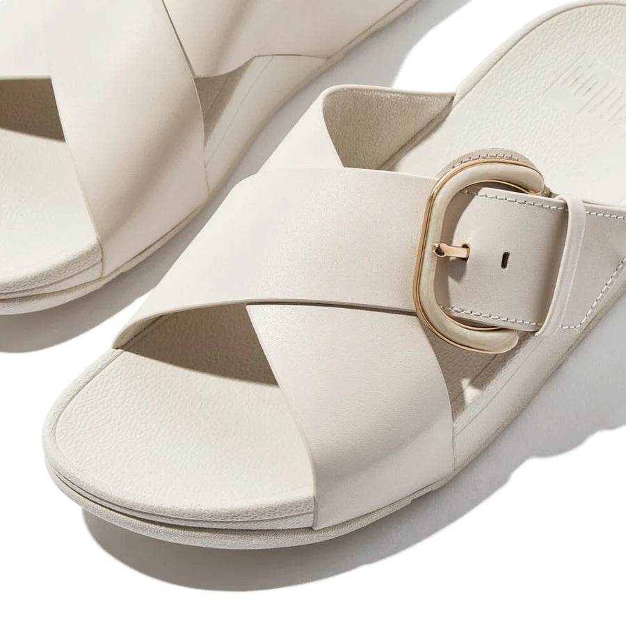 Fitflop beige LULU R-BUCKLE LEATHER slides