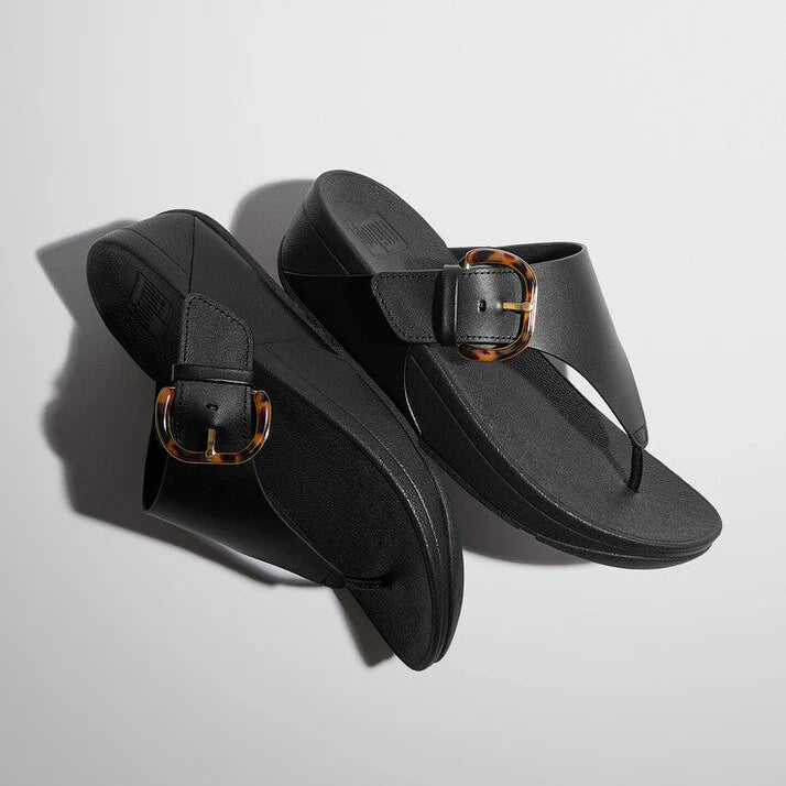 Fitflop all black LULU R-BUCKLE LEATHER sandal