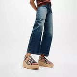 Fitflop PLATFFORMS Leather Espadrille Wedge Sandals - Taupe Snake