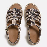 Fitflop PLATFFORMS Leather Espadrille Wedge Sandals - Taupe Snake