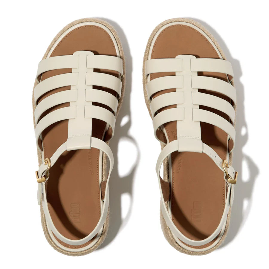 Fitflop beige ESPADRILLE LEATHER FISHERMAN WEDGE sandal