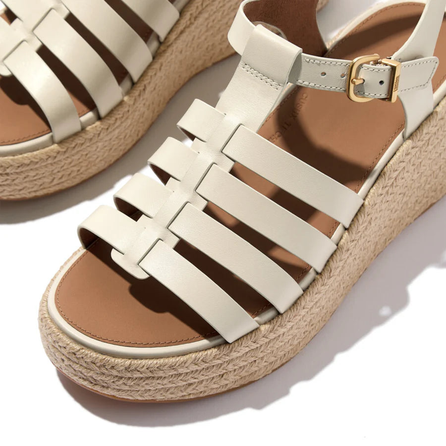 Fitflop beige ESPADRILLE LEATHER FISHERMAN WEDGE sandal