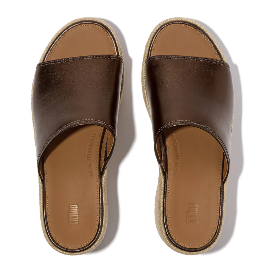 Fitflop brown PLATFFORMS ESPADRILLE LEATHER wedge slides
