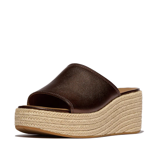Fitflop brown PLATFFORMS ESPADRILLE LEATHER wedge slides