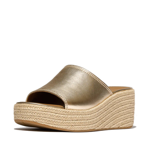 Fitflop platino PLATFFORMS ESPADRILLE LEATHER wedge slides