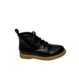 Plum Lace Up Ankle black faux leather boot with round toe, tonal lace-up front, cushioned collar, ankle support, and durable low-profile sole 3