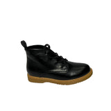 Plum Lace Up Ankle black faux leather boot with round toe, tonal lace-up front, cushioned collar, ankle support, and durable low-profile sole 3
