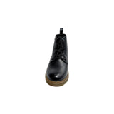 Plum Lace Up Ankle black faux leather boot with round toe, tonal lace-up front, cushioned collar, ankle support, and durable low-profile sole 4