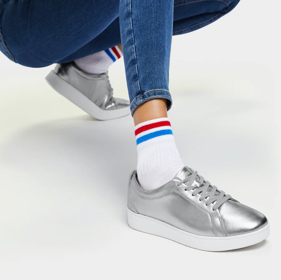 Fitflop Rally Leather Sneaker - Silver