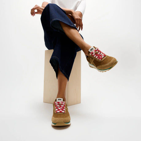 Fitflop Urban Retro-Q FF Cord Fabric/Suede Trainers - Terracotta Tan