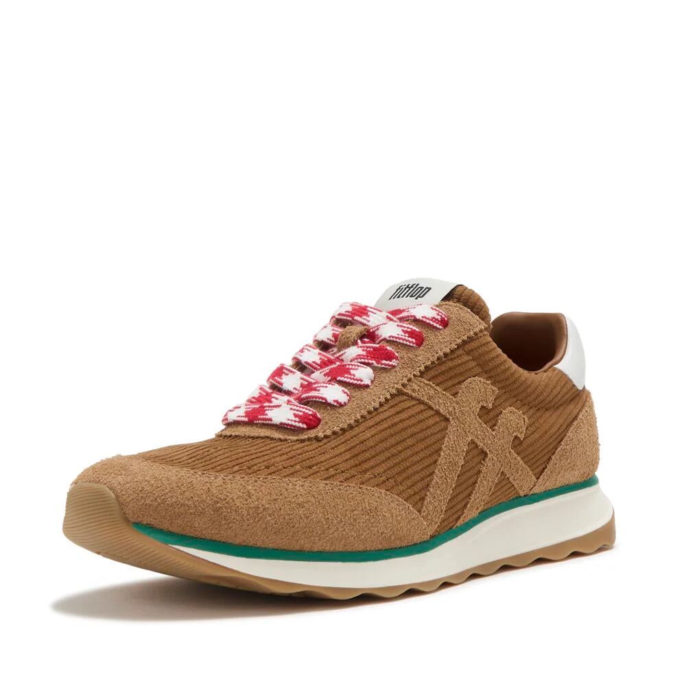 Fitflop Urban Retro-Q FF Cord Fabric/Suede Trainers - Terracotta Tan