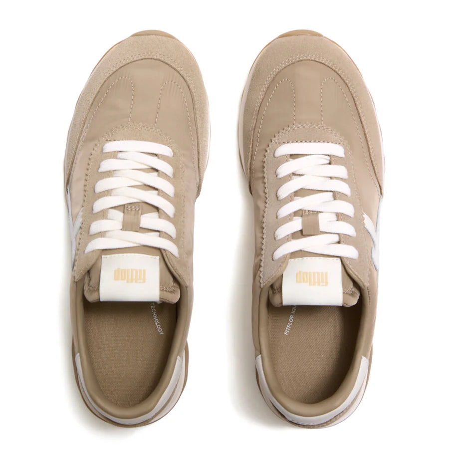 Fitflop Cappuccino Retro-q Ff Fabric/suede Sneaker – detail shot
