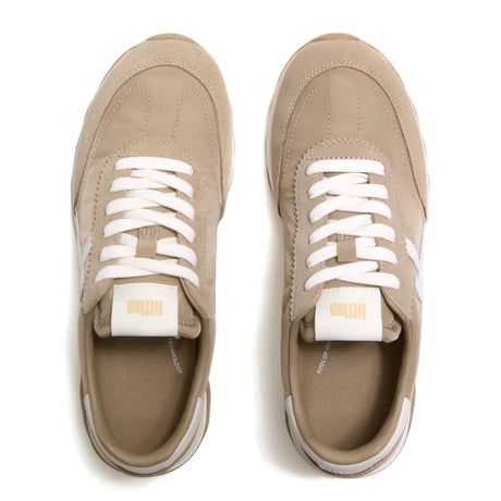 Fitflop Cappuccino Retro-q Ff Fabric/suede Sneaker – detail shot