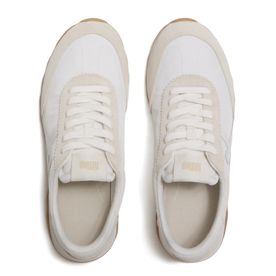 Fitflop Urban White Retro-q Ff Fabric/suede Sneaker – detail shot