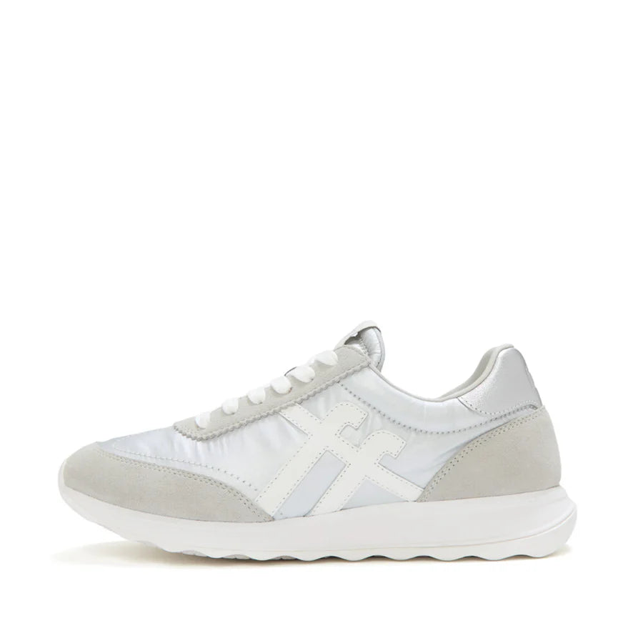 Fitflop Silver Retro-q Ff Metallic Fabric/suede Sneaker – product image 1