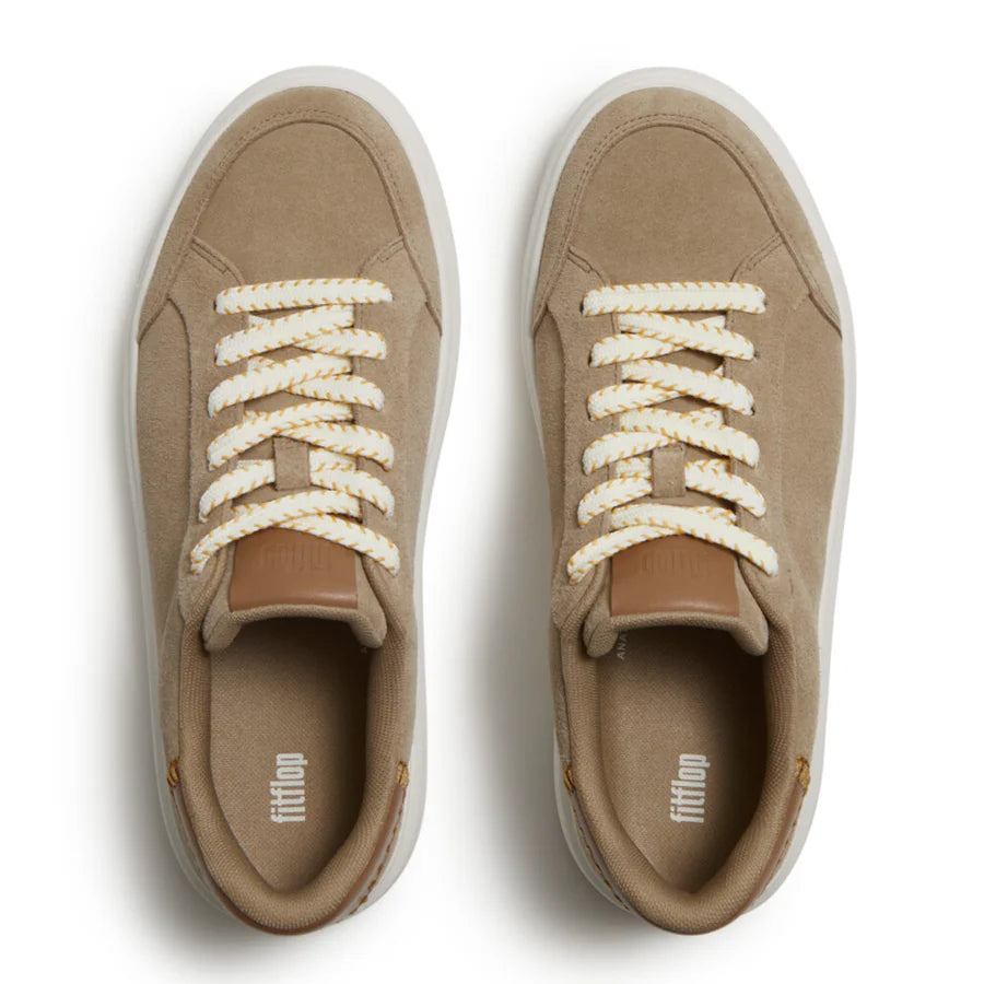 Fitflop Cappuccino Rtg Blanket-stitch Suede Trainers – detail shot