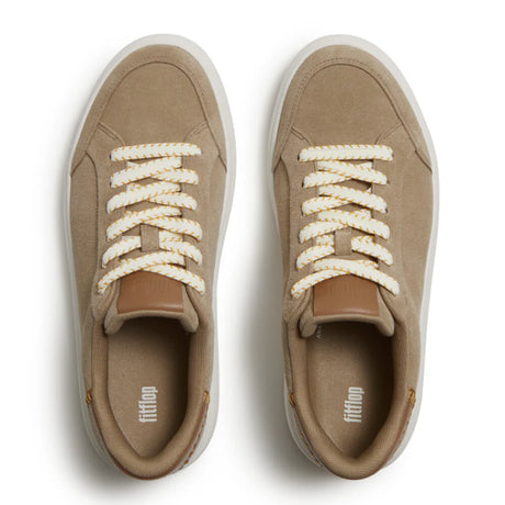 Fitflop Cappuccino Rtg Blanket-stitch Suede Trainers – detail shot