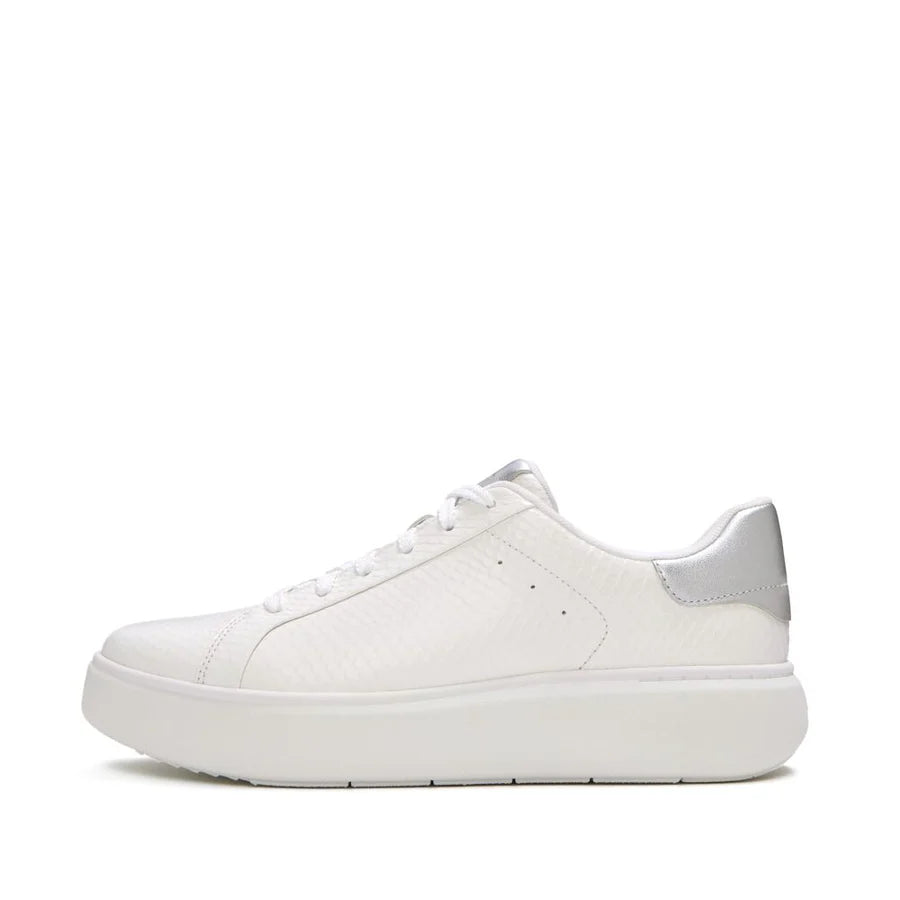 Fitflop RTG Leather Snake Lace-Up Sneakers - Urban White