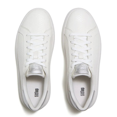 Fitflop RTG Leather Snake Lace-Up Sneakers - Urban White
