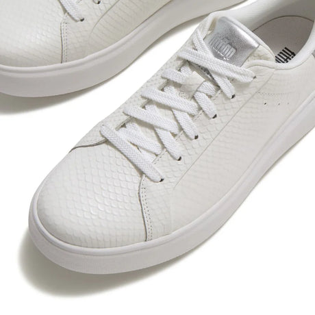 Fitflop RTG Leather Snake Lace-Up Sneakers - Urban White