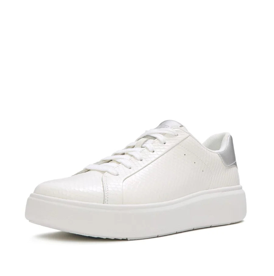 Fitflop RTG Leather Snake Lace-Up Sneakers - Urban White