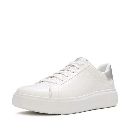 Fitflop RTG Leather Snake Lace-Up Sneakers - Urban White