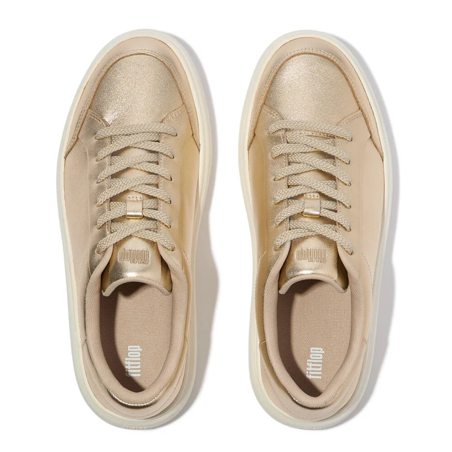Fitflop RTG Metallic-Leather Trainers - Platino